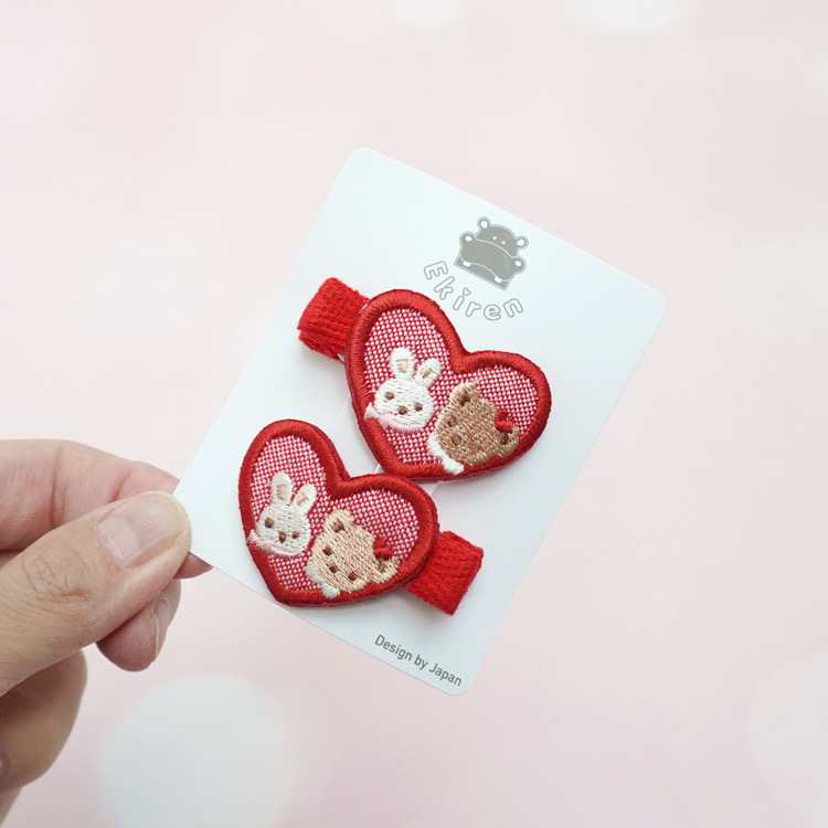 高端定制日本FAMILIAR家风格卡通小熊小兔爱心发夹发卡发饰