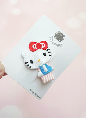 日本在售hello Kitty凯蒂猫卡通刺绣可爱小朋友发夹刘海夹鸭嘴夹