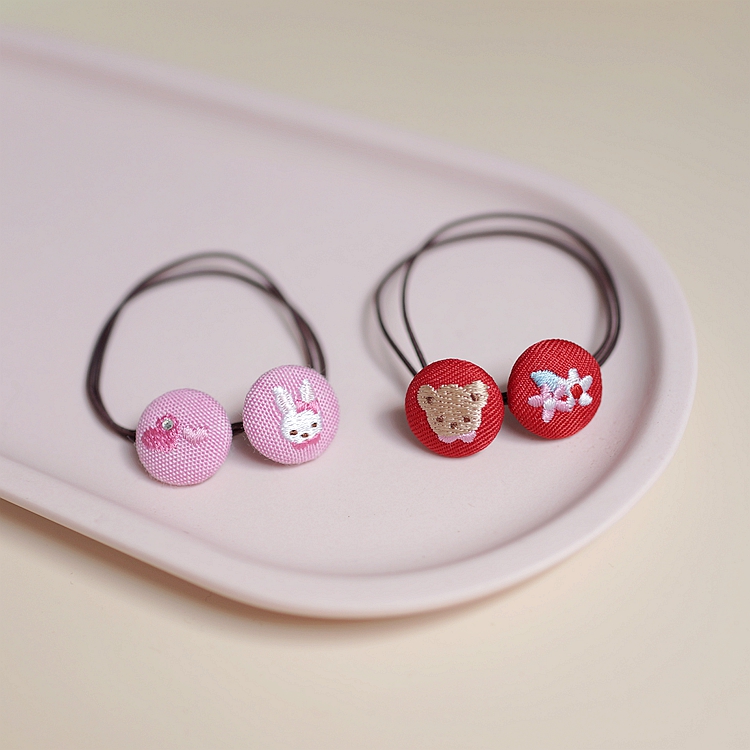 卡通风布艺刺绣小兔子儿童发圈