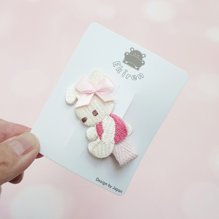 日本familiar风格可爱卡通刺绣小兔子蝴蝶结发夹边夹刘海夹发饰