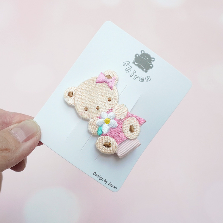 日本FAMILIAR同款可爱卡通刺绣小熊小兔发夹边夹对夹鸭嘴夹