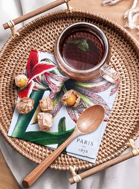 朱顶红图案手帕纸2层小包式印花木浆20片装便携随身纸巾25x25cm