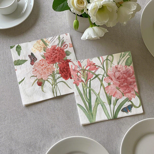 原木浆彩色印花餐巾纸蝶古巴特纸