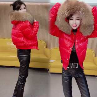 冬季羽绒服女2025新款韩版宽松百搭加厚时尚亮面大毛领短款外套