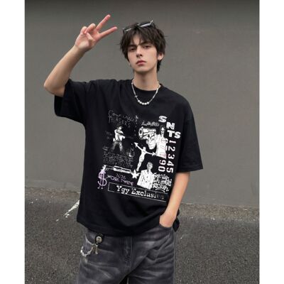 YGY 320克圆领直喷重磅男款T 恤夏季美式高街小众设计感潮牌上衣