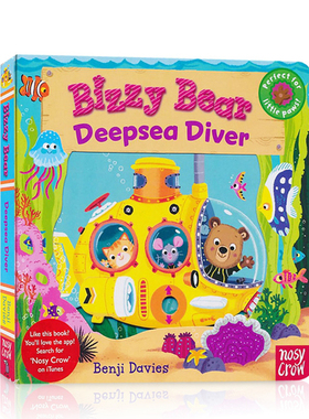 英文原版Bizzy Bear: Deepsea Diver 深海潜水员纸板书 操作活动书带机关 潜入深海 儿童启蒙读物 低幼宝宝学习图书 原版英语书籍