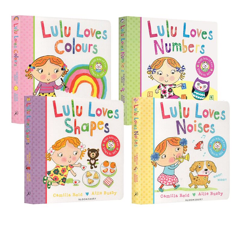 露露启蒙认知系列4册 英文原版绘本 Lulu Loves noises/Shapes/Numbers/Colours 我爱露露 幼儿图画故事纸板翻翻书 进口英语书籍