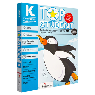 优等生系列 幼儿园大班 英文原版 Evan-Moor Top Student Grade k美国加州教辅evanmoor进口科学计算机社交情感写作地理 少儿英语