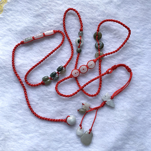 清仓打折天然翡翠玉福锁长命锁本命年蛇马男女护身符红绳腰链腰带