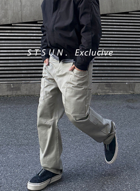 【STS】Circle Pants层叠环绕口袋宽松直筒立体拼接工装裤休闲男