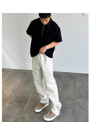 STS双面棉直筒百搭拉链卫裤