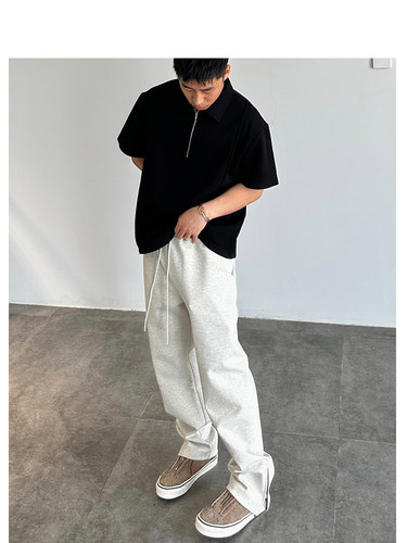 STS双面棉直筒百搭拉链卫裤