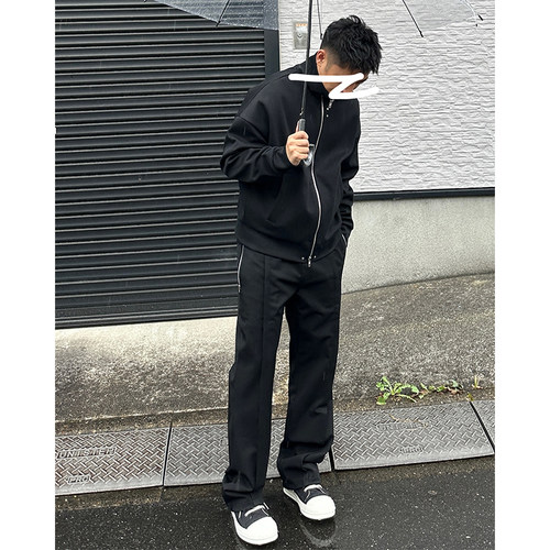 STS拉链口袋活褶宽松西裤