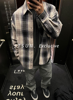 【STS】Toli Shirts21支厚纱雾感复古格纹老钱百搭宽松衬衫外套男