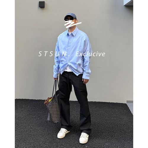 【STS】Right Shiets牛津纺廓形 多裁片慵懒高级清爽百搭衬衫外套 - 封面