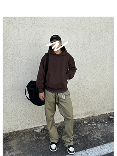 重磅廓形纯色连帽卫衣boxy版 Hoodie复古基础短款 Bear 型男 STS