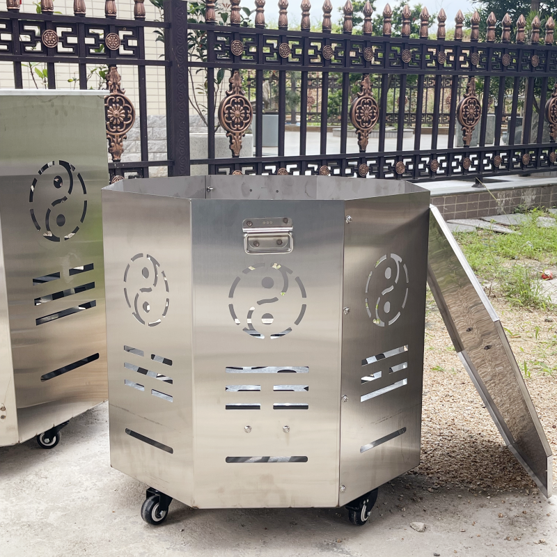 不锈钢八卦烧纸桶户外寺庙烧金桶