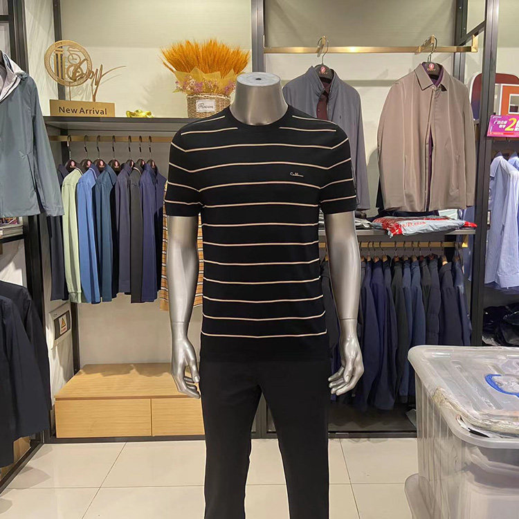 凯迪东尼.凯文莱德男装正品夏季新款条纹免烫休闲短袖T恤男NX1607