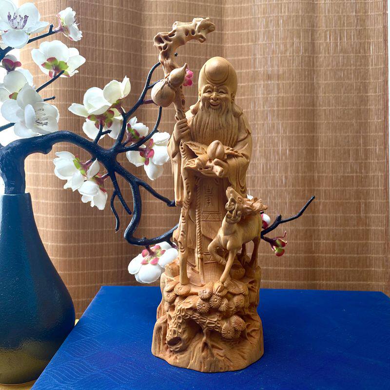 崖柏木小叶雕刻居家供奉神像人物