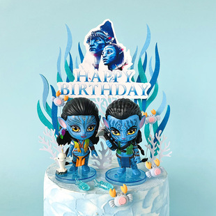 阿凡达杰克萨利蛋糕装饰妮特丽摆件小海豚海马鲸鱼海草烘焙插件
