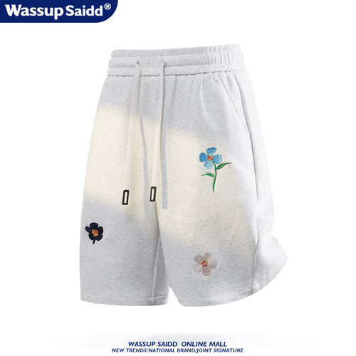 WASSUP SAIDD花朵刺绣短裤男