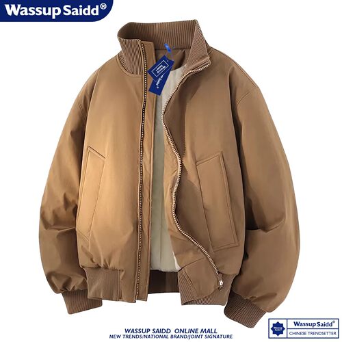 WASSUP SAIDD潮牌飞行棉服男冬季立领棉衣保暖青少年宽松休闲外套