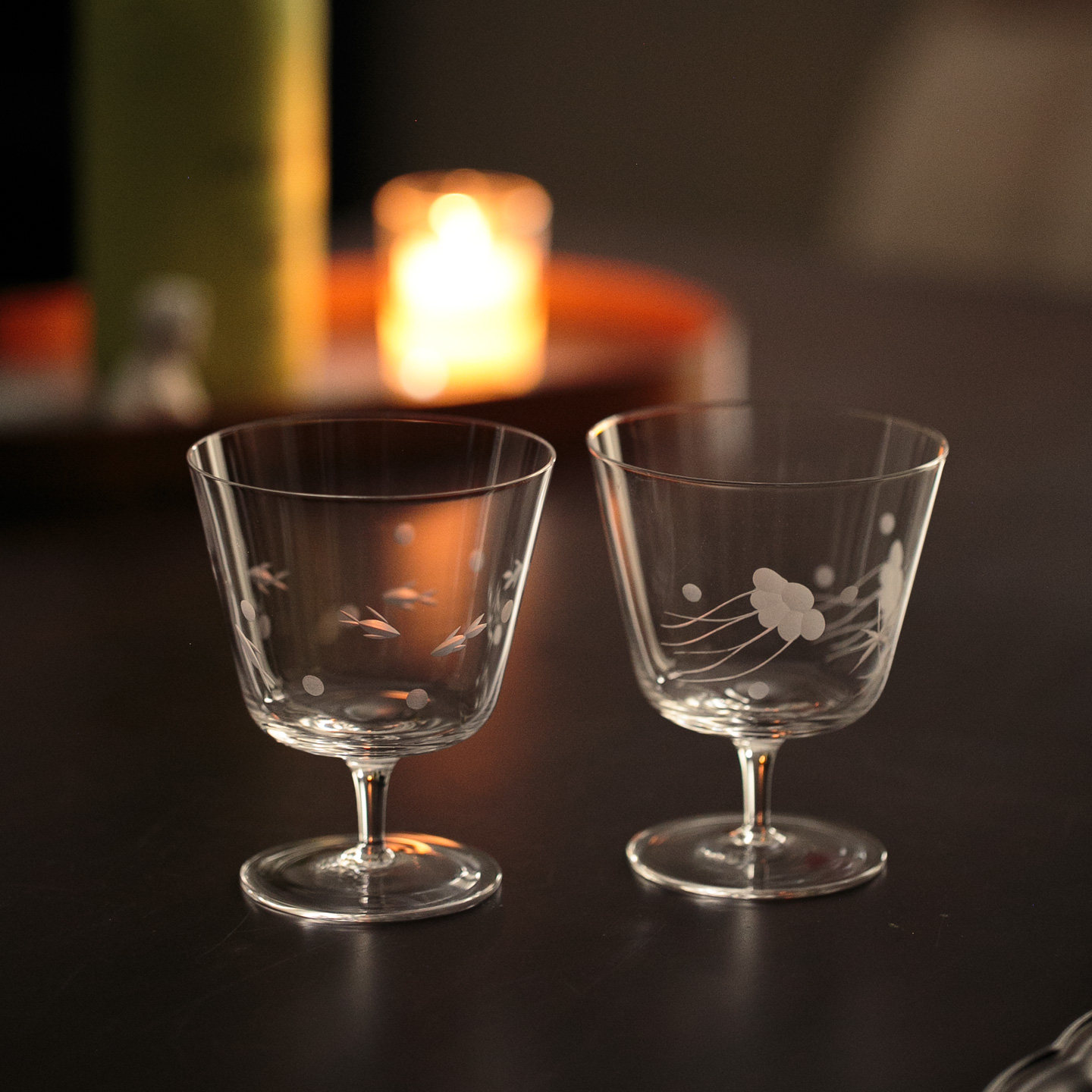 手工磨刻玻璃杯高脚杯 酒杯威士忌杯清酒杯日式烈红葡萄酒杯轻薄