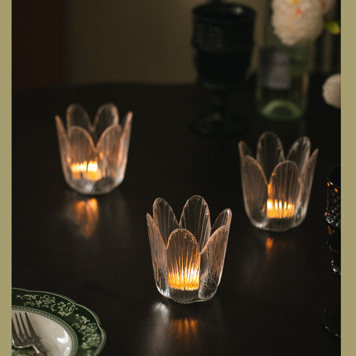 花朵玻璃烛台ins风装饰