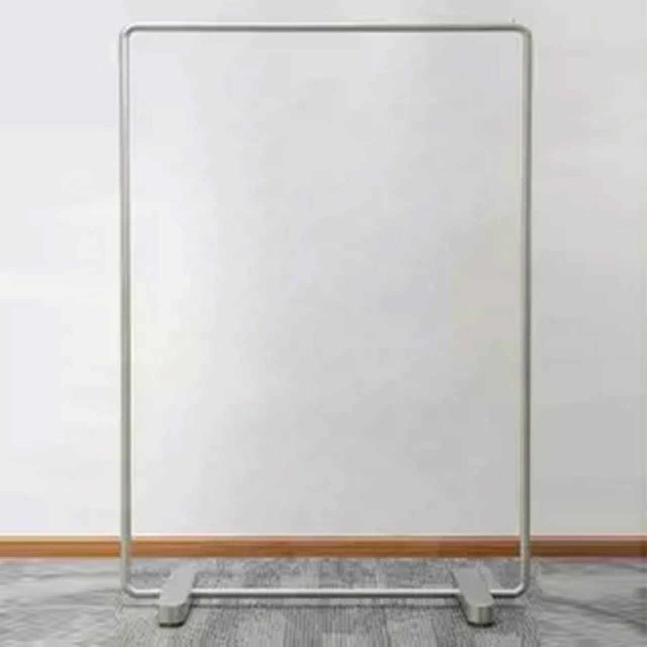 定制服装店展示落地式不锈钢拉丝中岛银色挂衣杆女装店货架陈列架