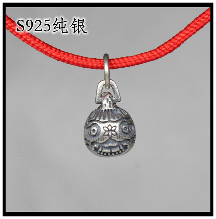 S925纯银吞金兽铃铛吊坠 银饰 小滴溜 diy手链编织配饰 项链挂件
