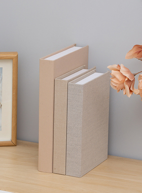 麻布料大地色假书装饰书摆件售楼部样板间模型道具书办公室仿真书