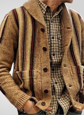 Autumn/winter sweater coat man欧美外贸男秋冬提花毛衫外穿毛衣
