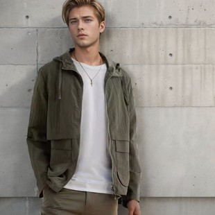 jacket户外休闲连帽拉链防晒衫 Outdoor hooded casual vacation