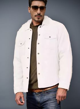Popular men's jacket春秋新款夹克跨境外贸纯色单排扣多口袋外套