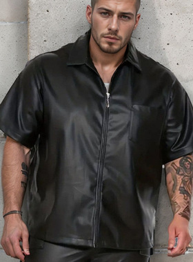 leather jacket Men's春季通勤皮衣男免烫时尚都市宽松休闲PU皮衣