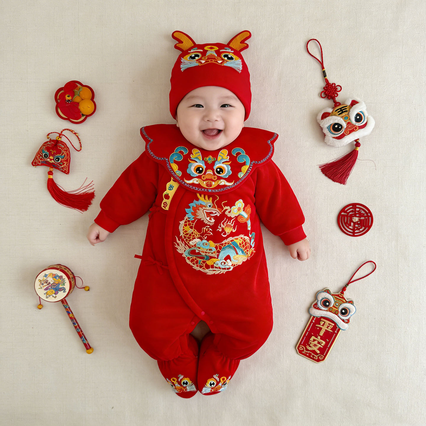 婴儿满月服包脚冬季宝宝百天连体衣薄棉中国风新生儿过年新年礼服,童装/婴儿装/亲子装,连身衣/爬服/哈衣,淘宝优惠券,粉丝福利购,淘宝优惠卷