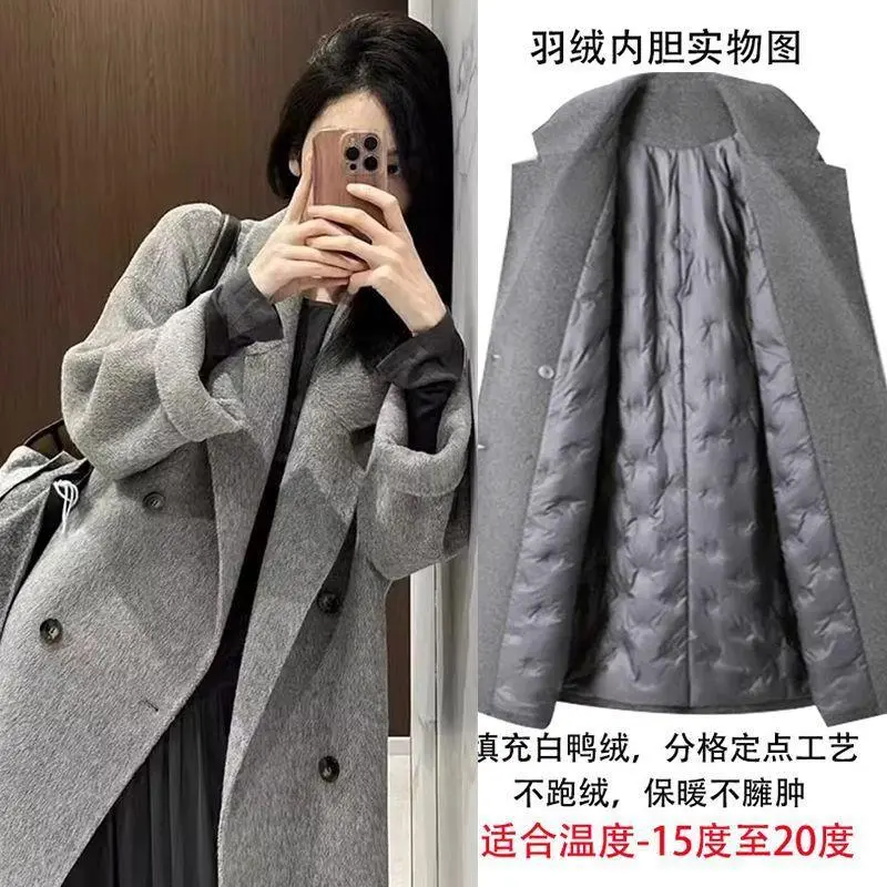 秋新款时尚女装白鸭绒羽绒内胆大衣女中长款休闲韩版外套早秋