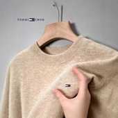 美国正品 毛衣圆领加厚纯色羊绒休闲打底套头针织衫 汤米羊毛衫 男士