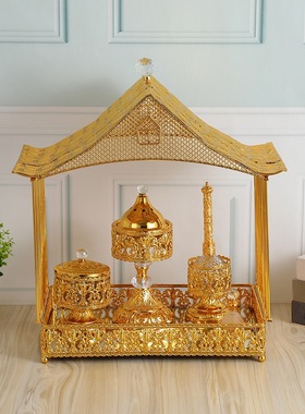 中东阿拉伯金属铁艺提篮香炉摆件