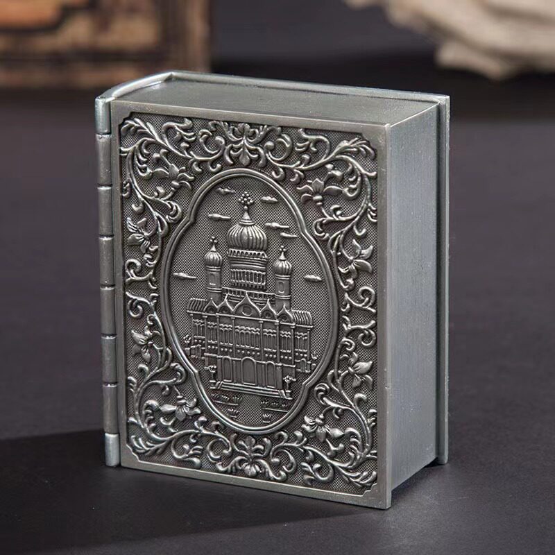 欧式复古金属合金创意饰品首饰盒居家摆件书本海盗图案工艺戒指盒