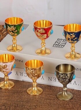 锌合金孔雀高脚宫廷风摆件白酒杯