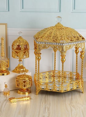 欧式金色宫廷风装饰摆件套装香炉