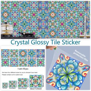 欧式花砖墙贴纸自粘浴室防油水厨房地板墙面楼梯瓷砖贴美化装饰品