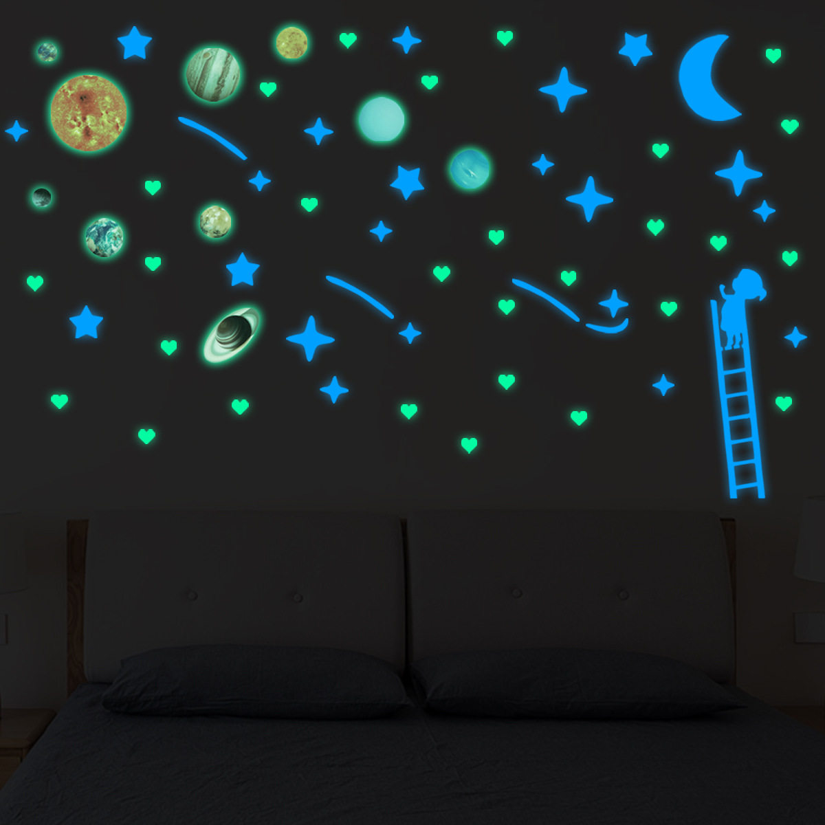 星星夜空夜光手机冰箱马桶开关贴纸卧室天花板床头荧光贴发光美化