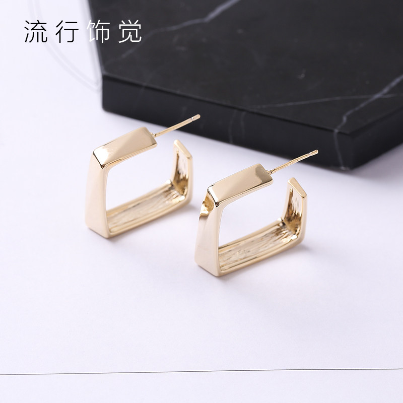 流行饰觉 S925银针金属四方框几何耳圈耳环日韩简约时尚个性耳饰,饰品/流行首饰/时尚饰品新,耳环,淘宝优惠券,粉丝福利购,淘宝优惠卷