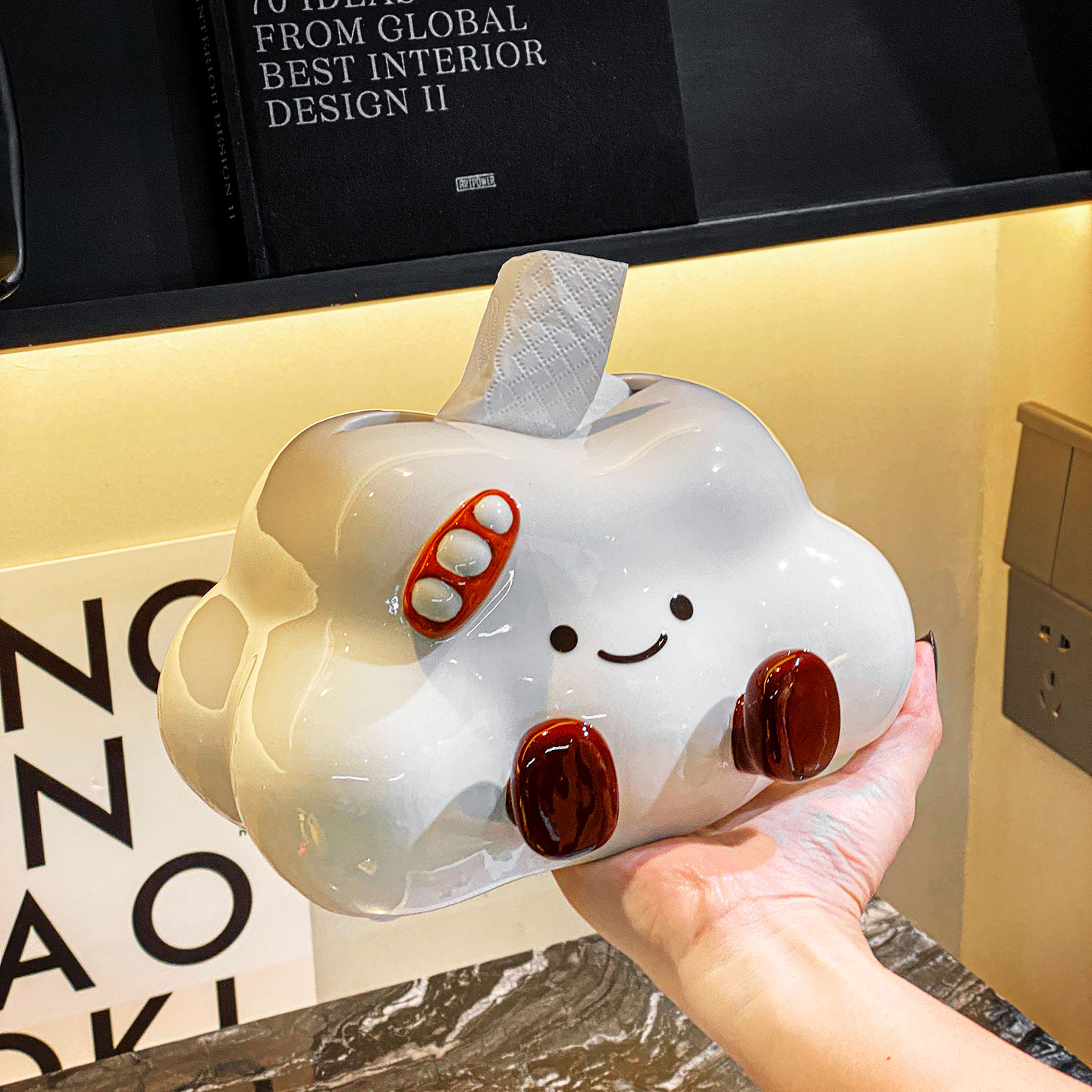 可爱云朵纸巾盒家用茶几陶瓷抽纸盒子创意个性床头餐巾纸收纳盒