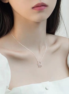 之唯S925纯银项链女锁骨链新款小众设计感如意平安同心锁高级礼物