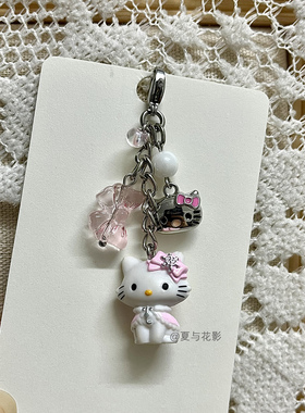 kt约会|原创手作可爱kt凯蒂猫拉链头吊坠多功能包挂件万能扣挂坠