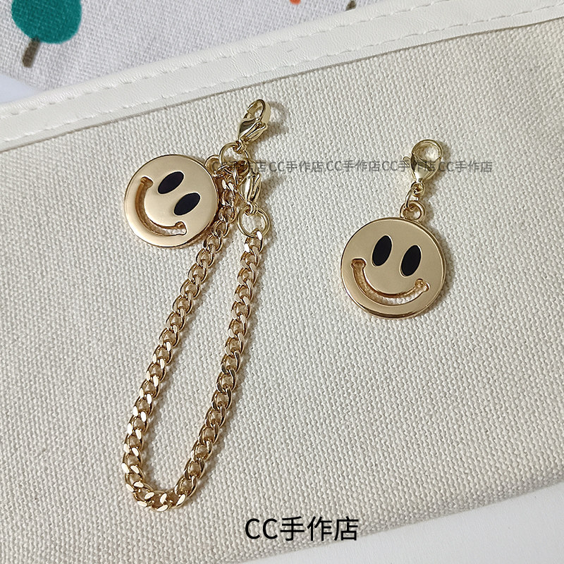 cc手作原创笑脸表情包挂链保色拉链扣吊坠万能扣口包金小挂件挂饰