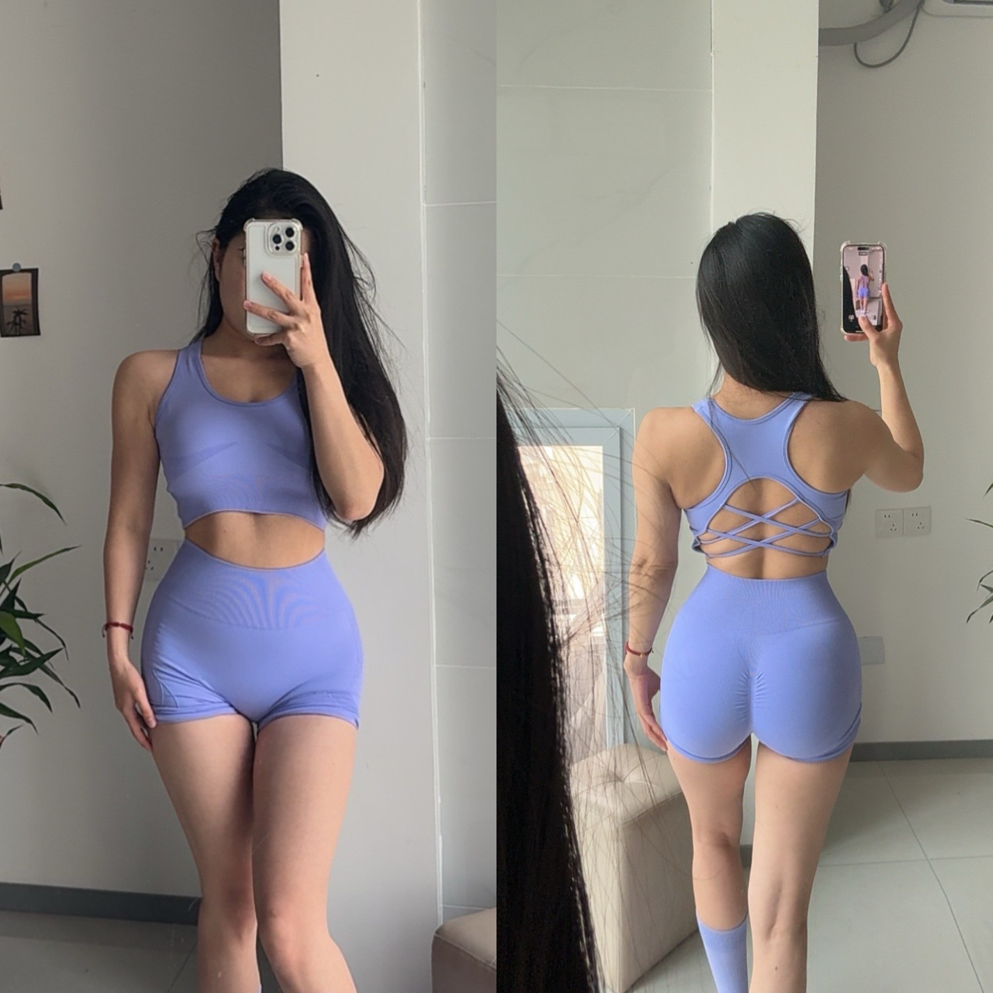 套装】新款无缝瑜珈套装瑜伽服短裤两件套健身跑步速干运动套装女